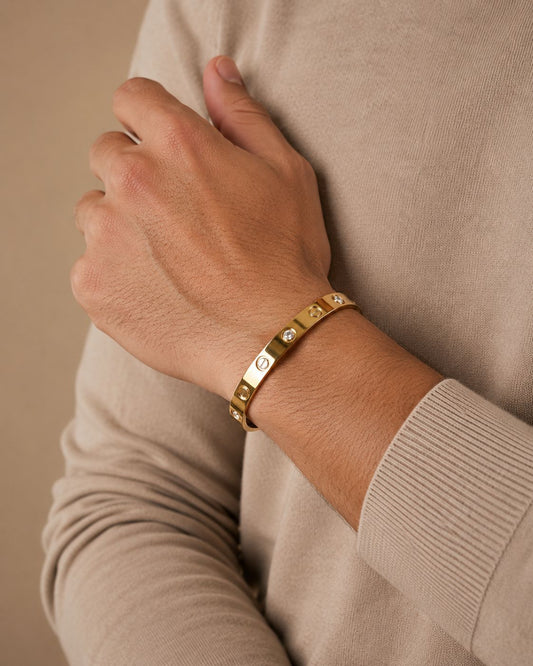 Infinity Shine 925 Silver Gold-Polish Statement Bracelet