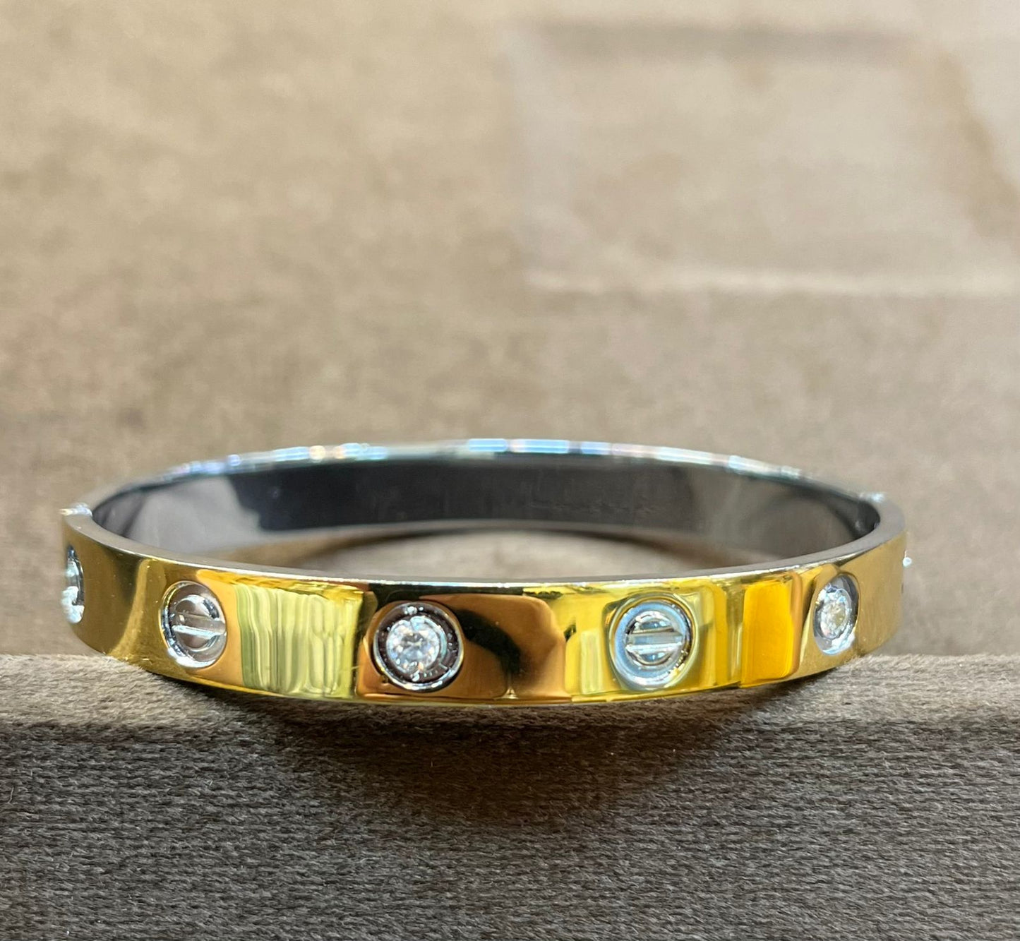 Infinity Shine 925 Silver Gold-Polish Statement Bracelet