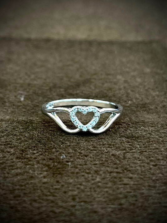 925 Sterling Silver Open Heart Ring for Women