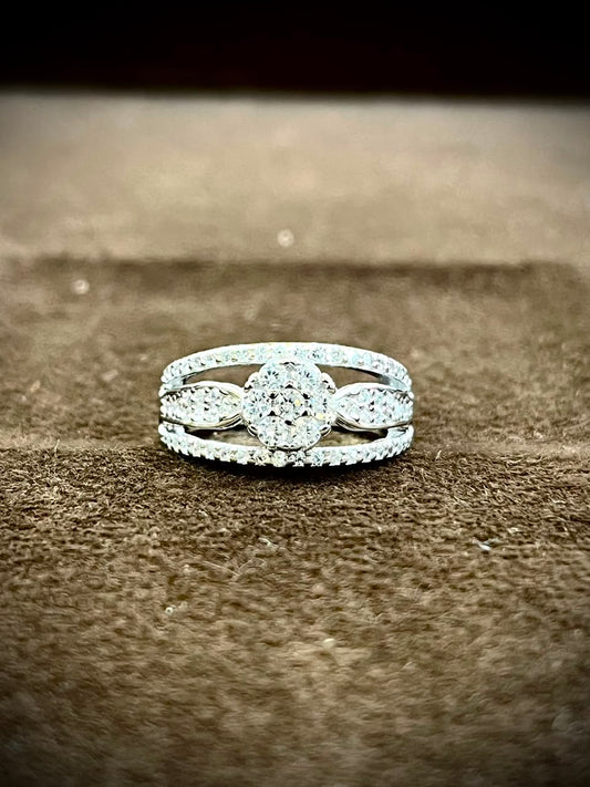 925 Sterling Silver Floral Halo Ring for Women | Sparkling CZ Statement Ring