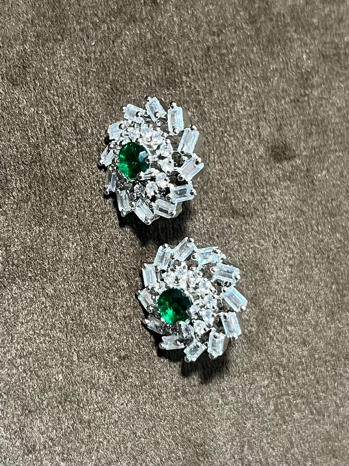 Silverya Emerald Bloom Stud Earrings – 925 Sterling Silver