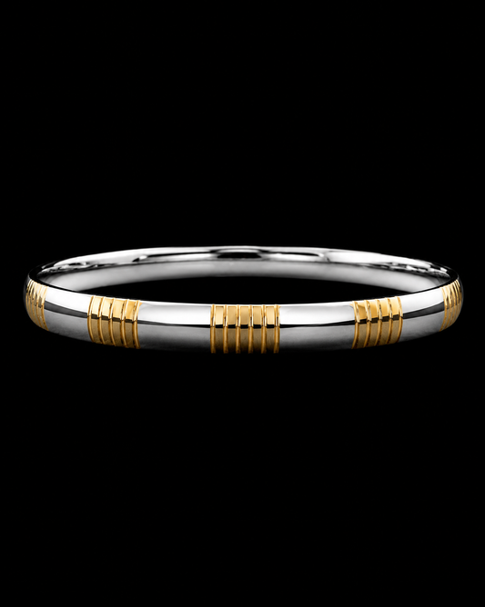 Silverya 925 Sterling Silver Gold Polished Dual-Tone Kada Bracelet