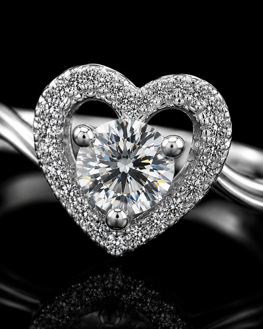 925 Sterling Silver Heart Halo Ring for Women | Sparkling CZ Love Ring