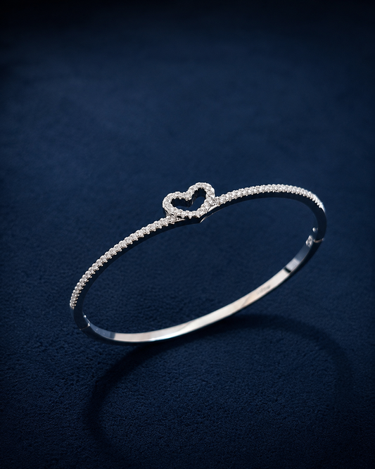 925 Sterling Silver Heart Bracelet with Zircon Stones
