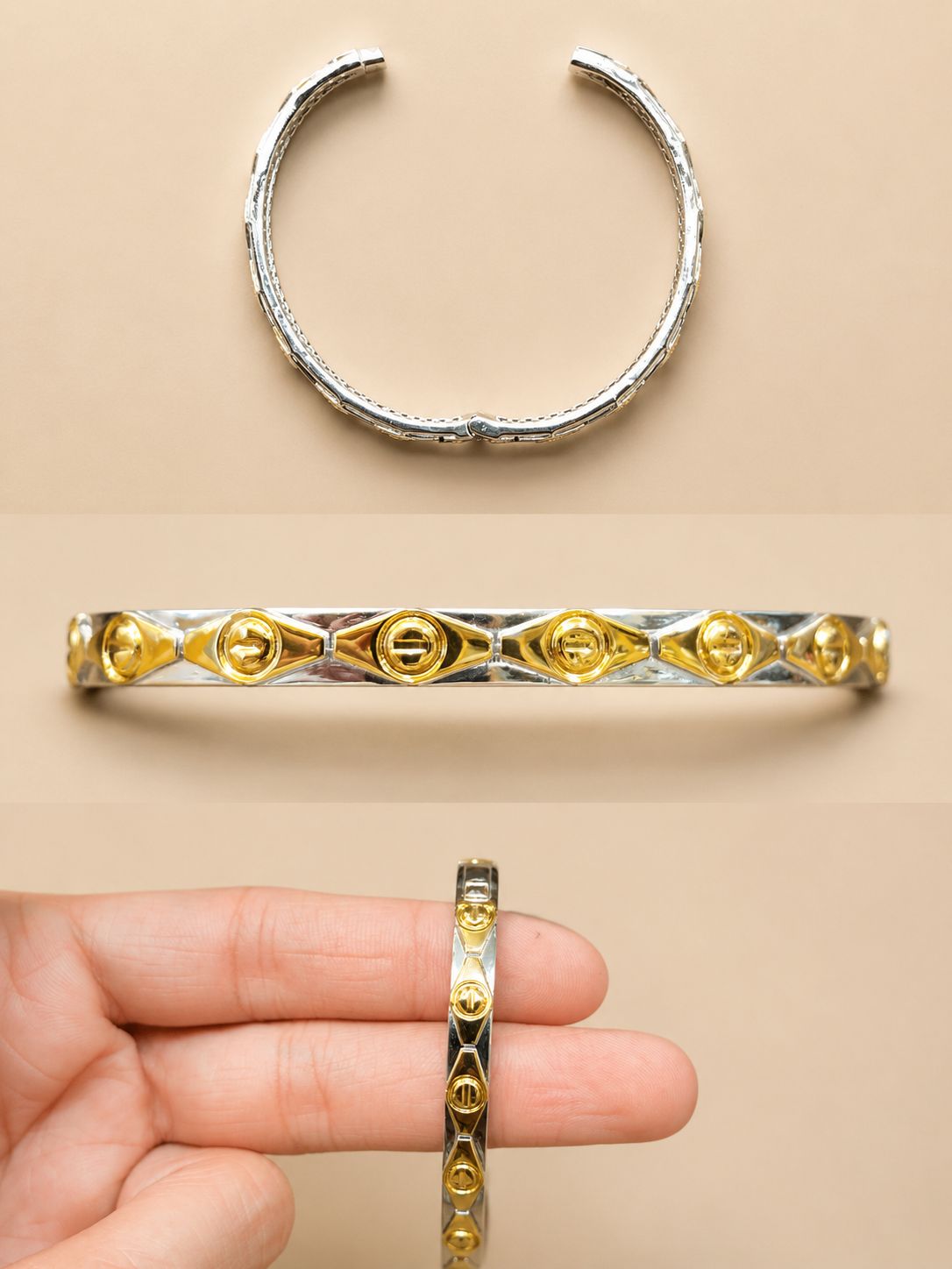 Imperial Two-Tone Screw Bangle – 925 Sterling Silver