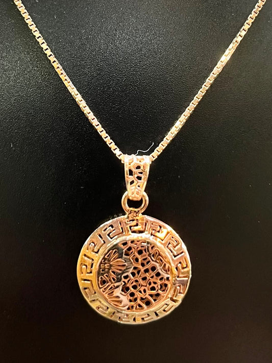 925 Silver Rose Gold Honeycomb Bee Pendant Necklace