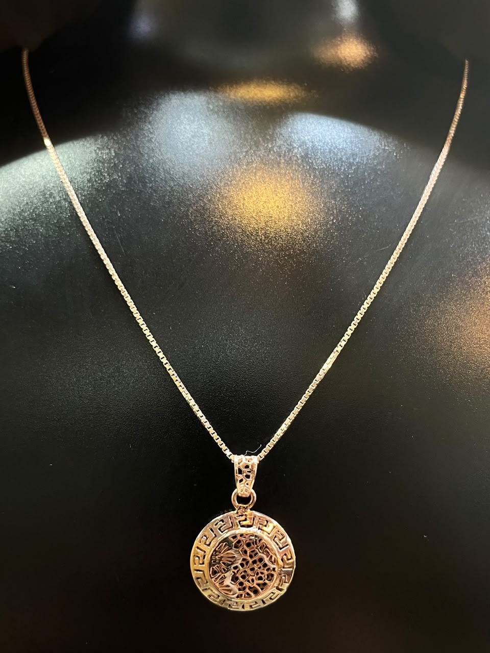 925 Silver Rose Gold Honeycomb Bee Pendant Necklace