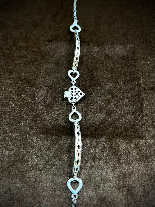 925 Sterling Silver Heart Lock Charm Bracelet | Adjustable Romantic Bracelet for Women