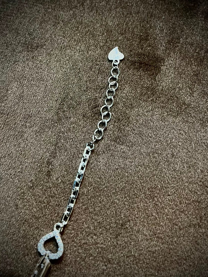 925 Sterling Silver Heart Lock Charm Bracelet | Adjustable Romantic Bracelet for Women