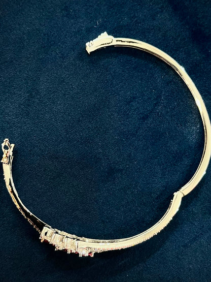Ruby Leaf Elegance 925 Sterling Silver Bracelet – Luxury Sparkle Cuff