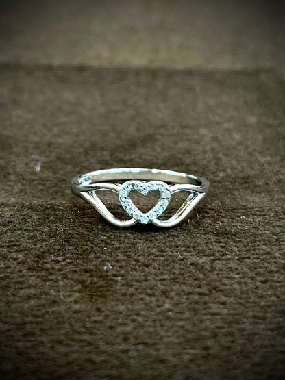 925 Sterling Silver Open Heart Ring for Women