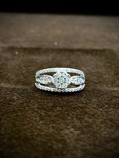 925 Sterling Silver Floral Halo Ring for Women | Sparkling CZ Statement Ring