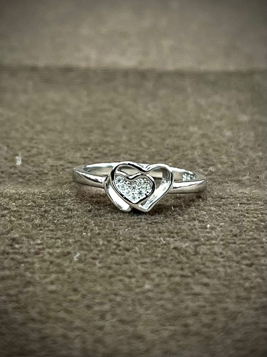 925 Sterling Silver Double Heart Ring for Women | Sparkling CZ Love Ring