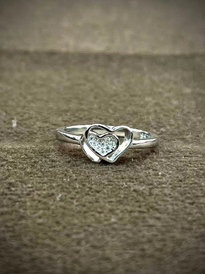 925 Sterling Silver Double Heart Ring for Women | Sparkling CZ Love Ring