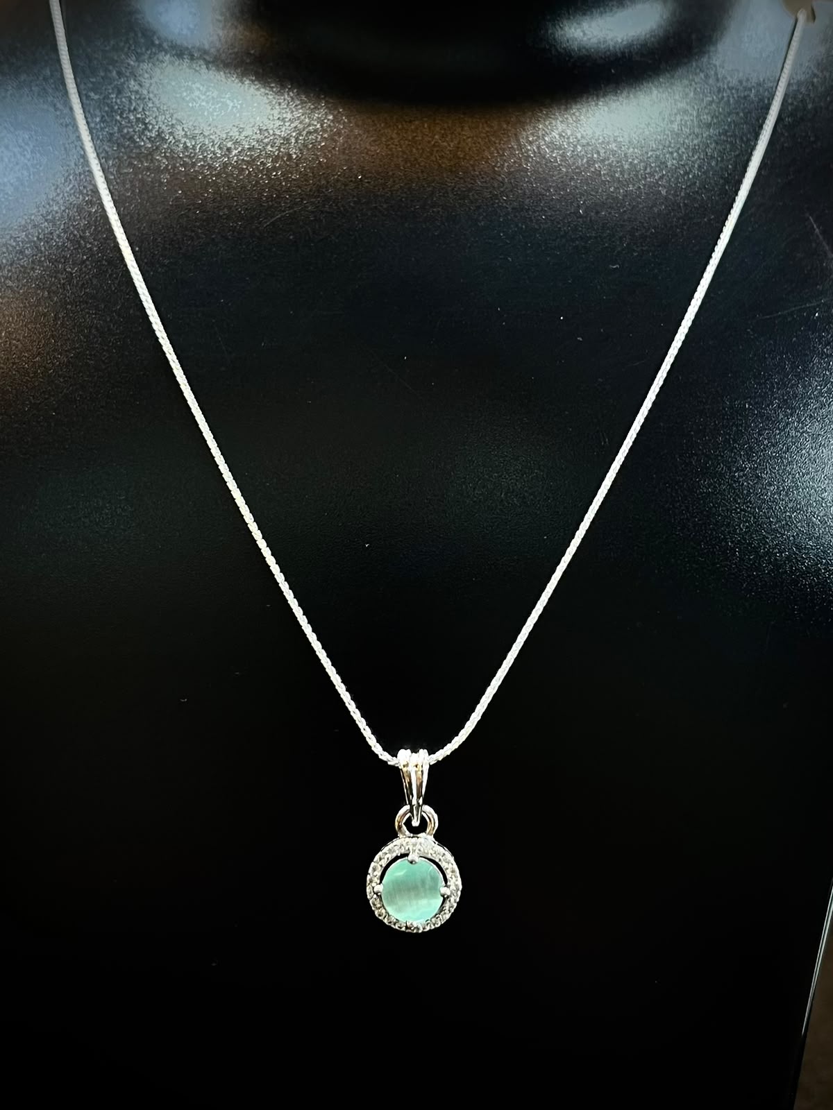 925 Sterling Silver Aqua Halo Pendant & Stud Earrings Set | Sparkling CZ Jewelry Set for Women