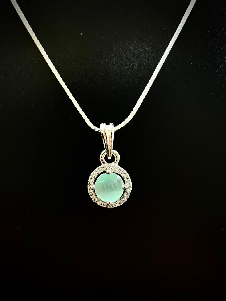 925 Sterling Silver Aqua Halo Pendant & Stud Earrings Set | Sparkling CZ Jewelry Set for Women
