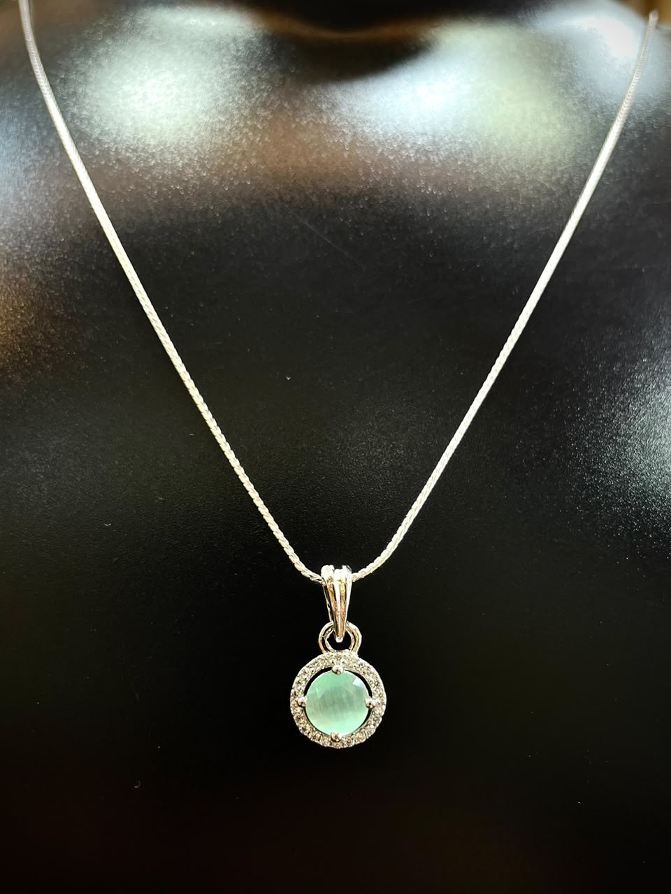 925 Sterling Silver Aqua Halo Pendant & Stud Earrings Set | Sparkling CZ Jewelry Set for Women