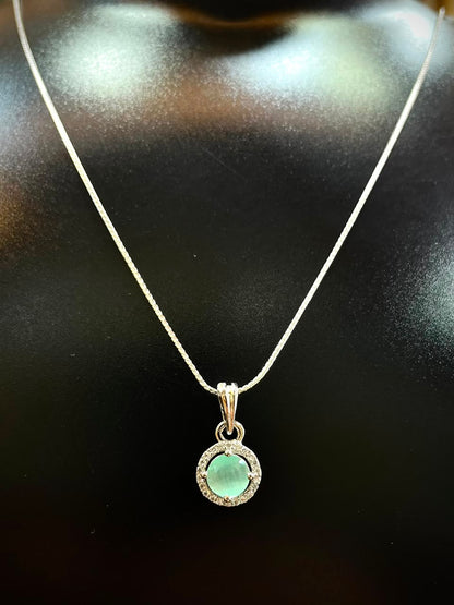 925 Sterling Silver Aqua Halo Pendant & Stud Earrings Set | Sparkling CZ Jewelry Set for Women