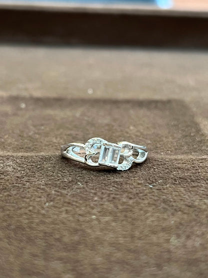 925 Sterling Silver Geometric Halo Ring for Women | Emerald-Cut CZ Statement Ring