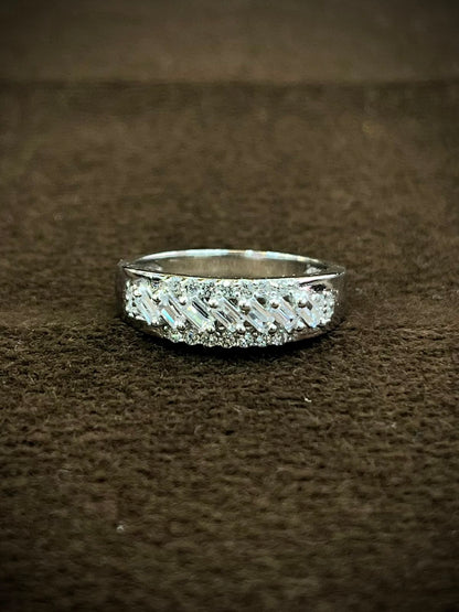 925 Sterling Silver Baguette CZ Band Ring for Women | Elegant Sparkling Statement Ring