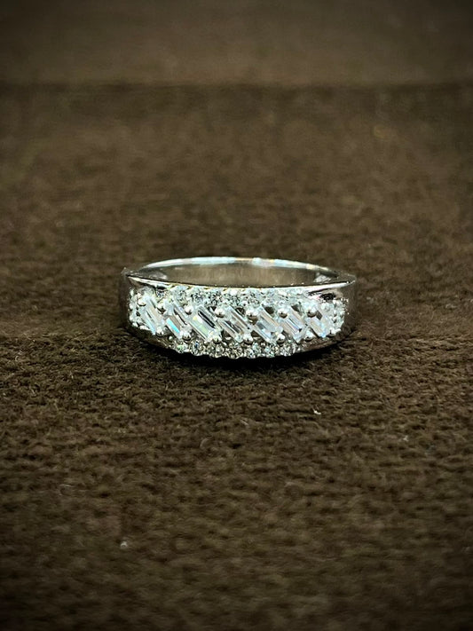 925 Sterling Silver Baguette CZ Band Ring for Women | Elegant Sparkling Statement Ring