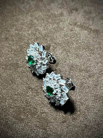 Silverya Emerald Bloom Stud Earrings – 925 Sterling Silver