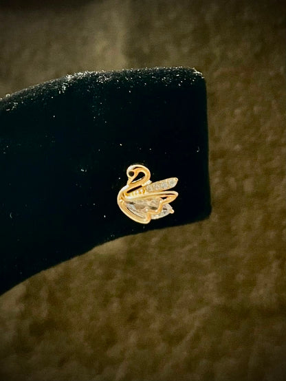Silverya Rose Gold Swan Stud Earrings – 925 Sterling Silver