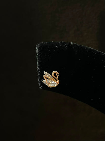 Silverya Rose Gold Swan Stud Earrings – 925 Sterling Silver