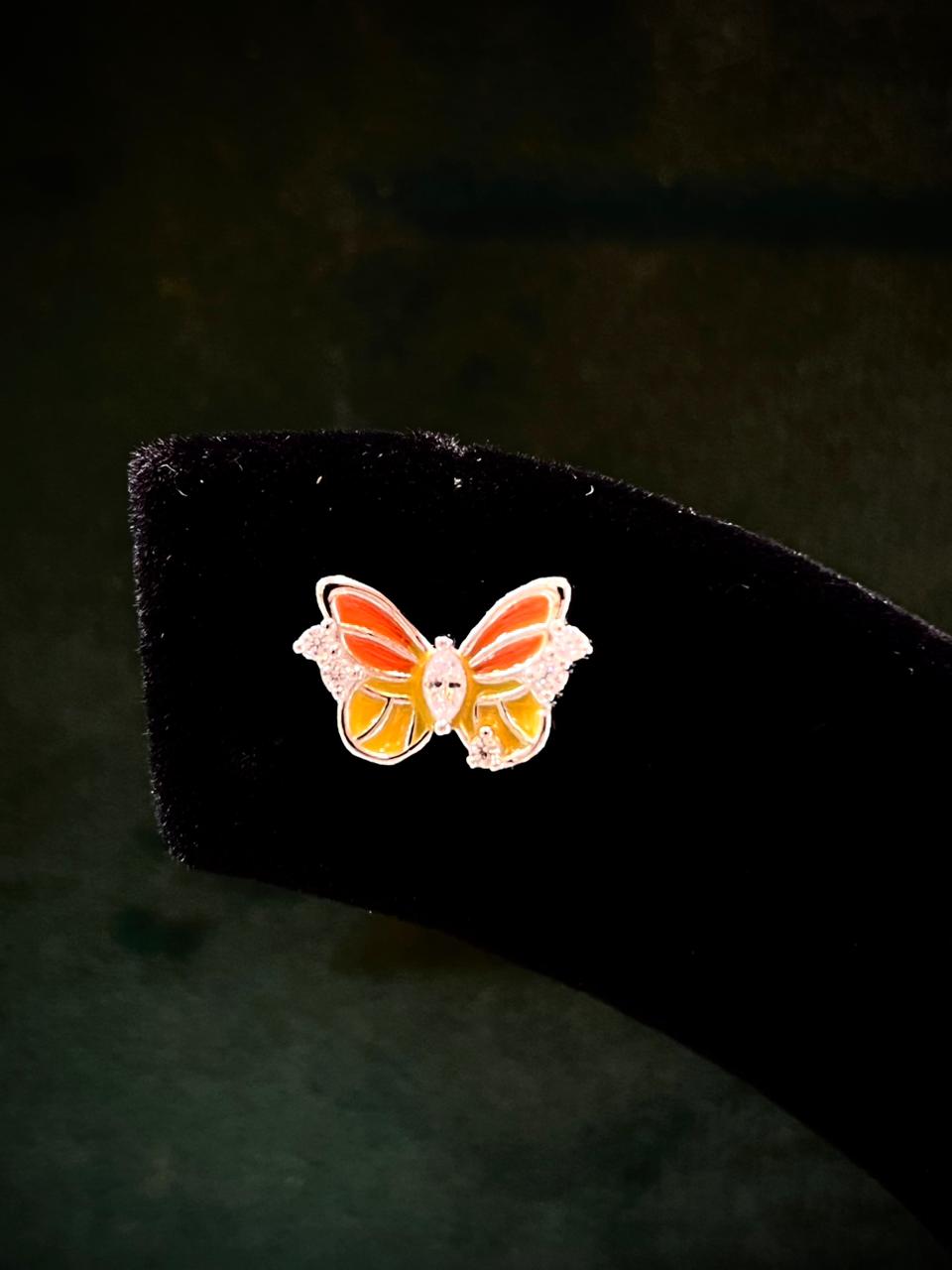Golden Flutter 925 Sterling Silver Butterfly Pendant & Earrings Set