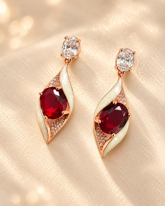 Ruby Embrace Drop 925 Silver Earrings