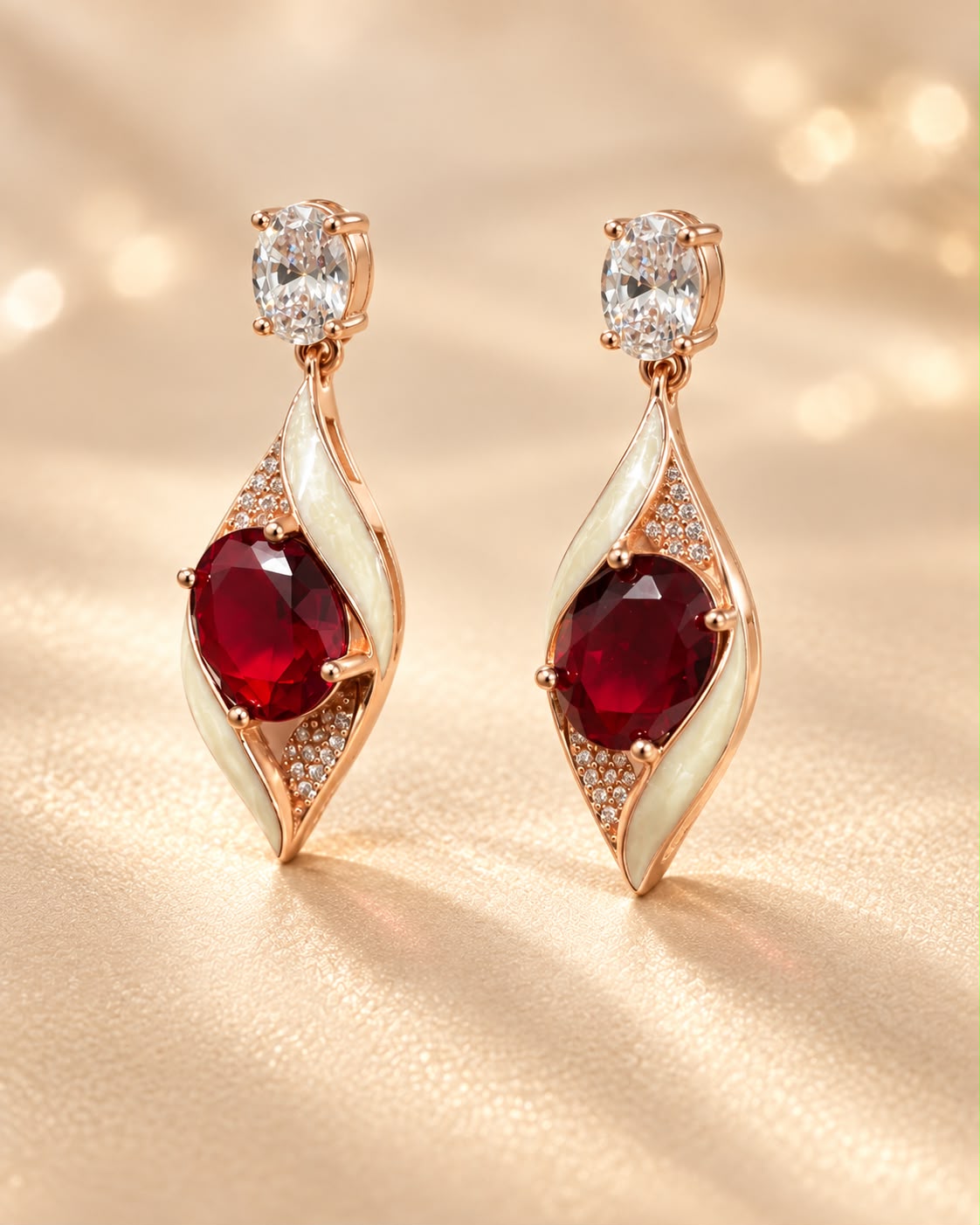 Ruby Embrace Drop 925 Silver Earrings