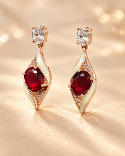Ruby Embrace Drop 925 Silver Earrings