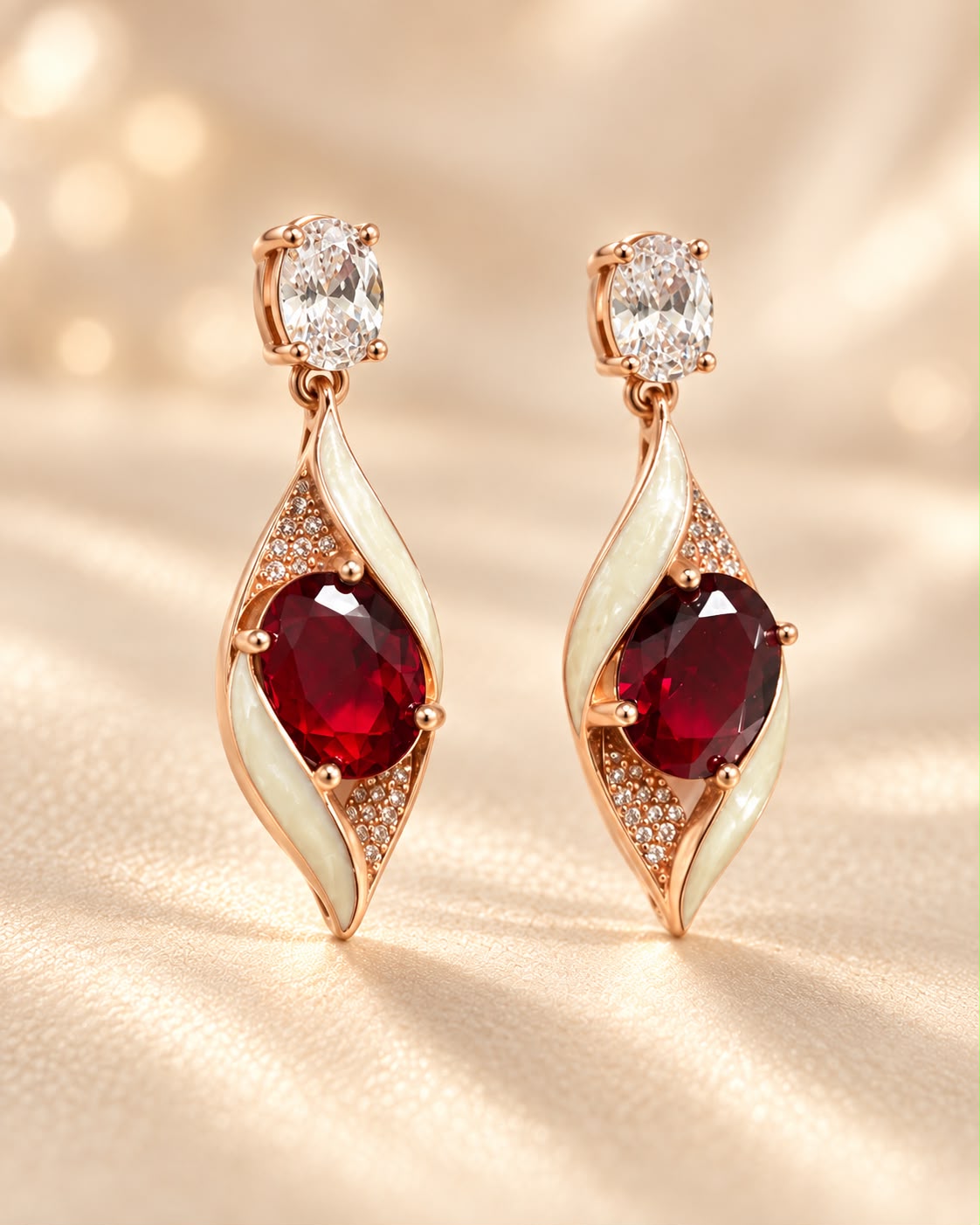 Ruby Embrace Drop 925 Silver Earrings