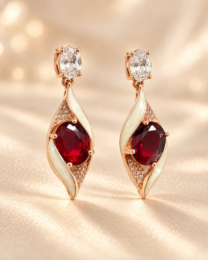 Ruby Embrace Drop 925 Silver Earrings