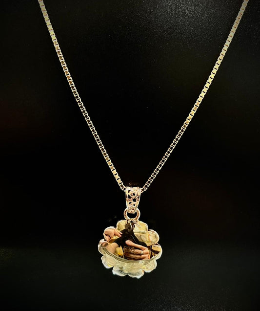Rose Gold Plated Floral Pendant Necklace in 925 Sterling Silver