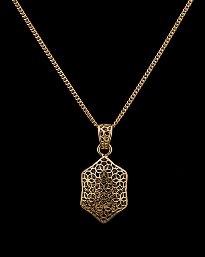 Silverya 925 Sterling Silver Gold Polished Floral Filigree Pendant Necklace for Women