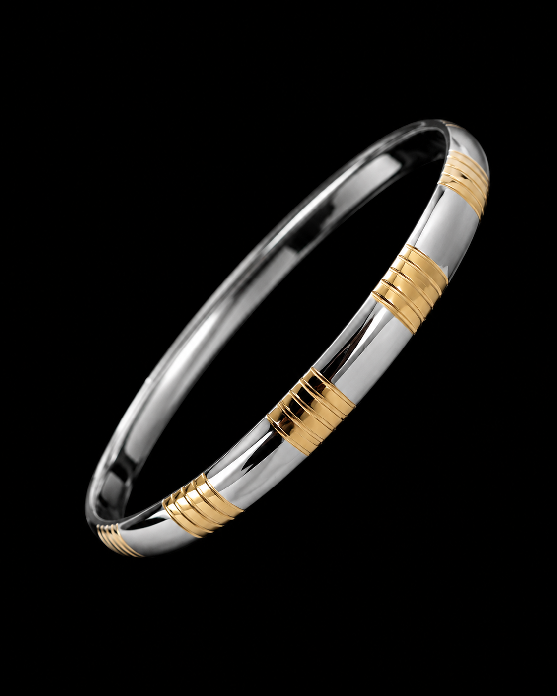 Silverya 925 Sterling Silver Gold Polished Dual-Tone Kada Bracelet