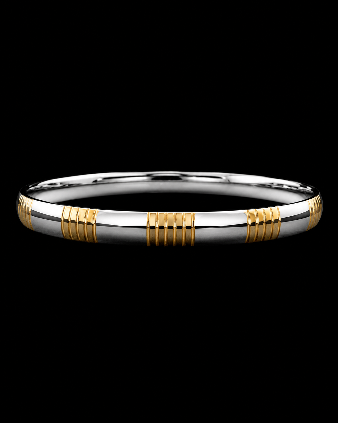 Silverya 925 Sterling Silver Gold Polished Dual-Tone Kada Bracelet