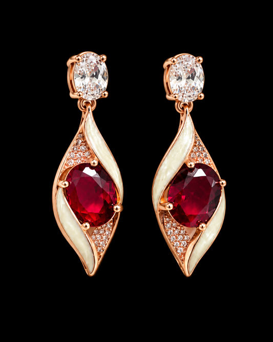 Ruby Embrace Drop 925 Silver Earrings