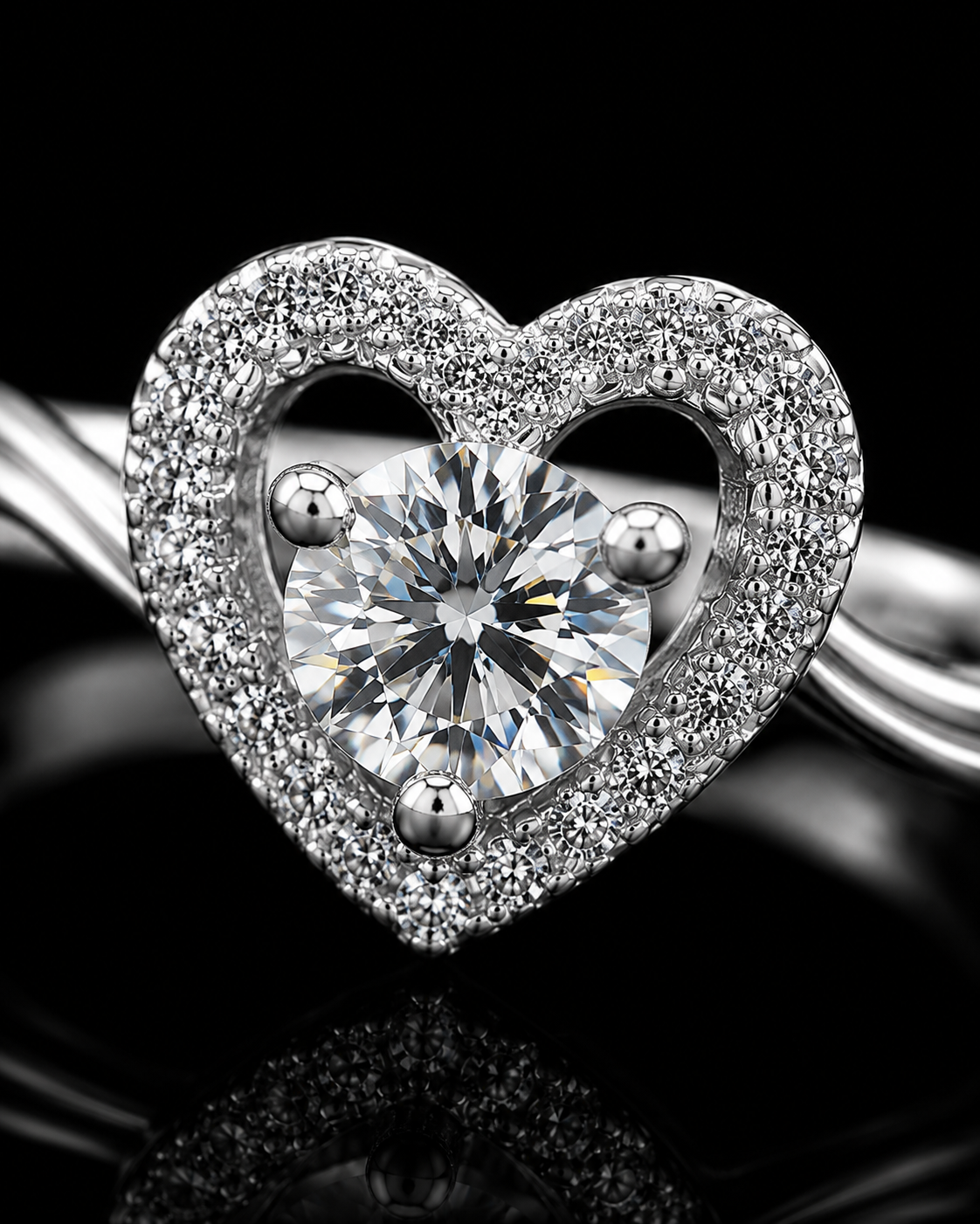 925 Sterling Silver Heart Halo Ring for Women | Sparkling CZ Love Ring