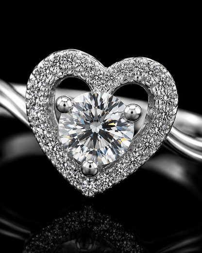 925 Sterling Silver Heart Halo Ring for Women | Sparkling CZ Love Ring