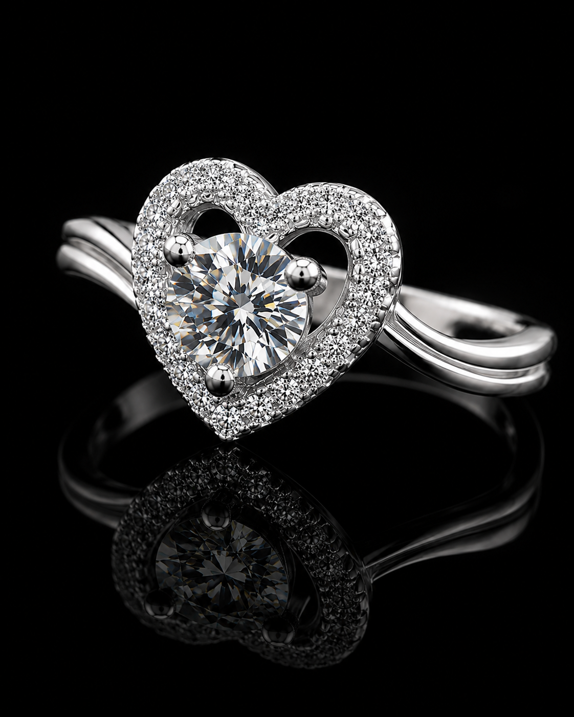 925 Sterling Silver Heart Halo Ring for Women | Sparkling CZ Love Ring