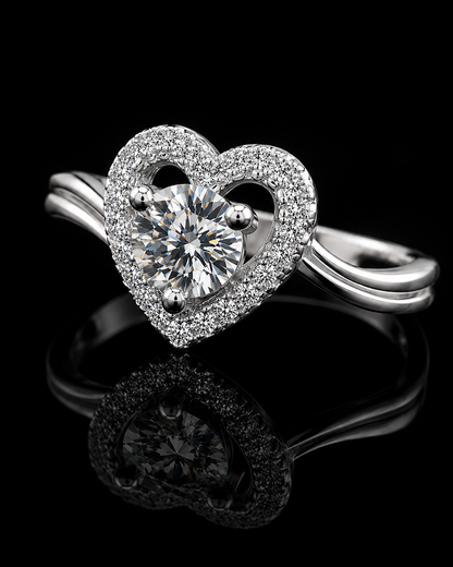 925 Sterling Silver Heart Halo Ring for Women | Sparkling CZ Love Ring