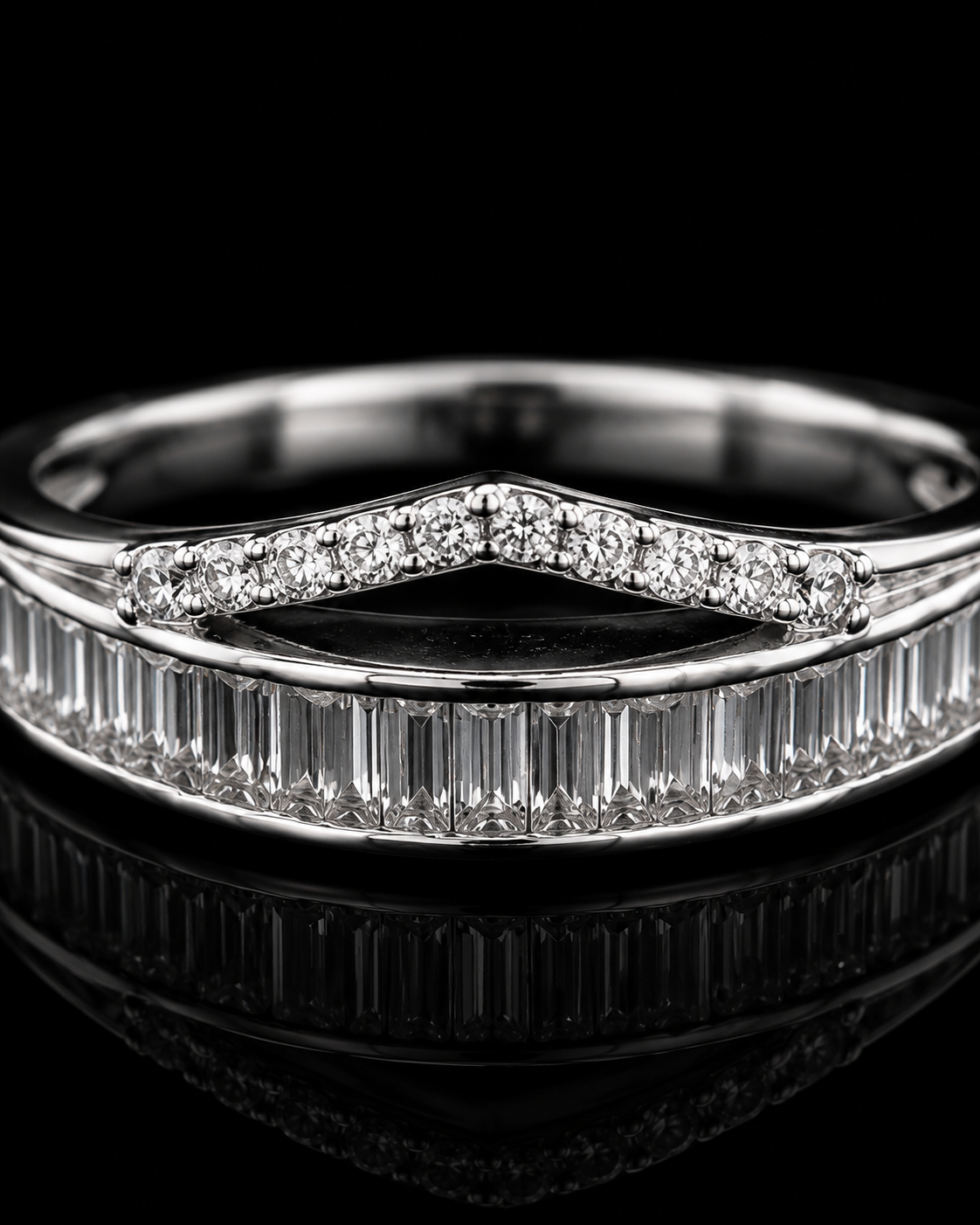 Silverya Celestial Baguette Stack Ring – 925 Sterling Silver