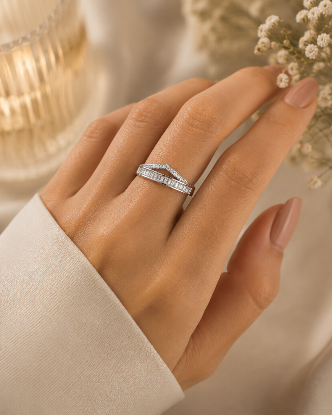 Silverya Celestial Baguette Stack Ring – 925 Sterling Silver