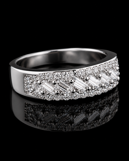 925 Sterling Silver Baguette CZ Band Ring for Women | Elegant Sparkling Statement Ring
