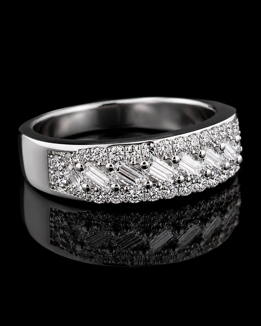 925 Sterling Silver Baguette CZ Band Ring for Women | Elegant Sparkling Statement Ring