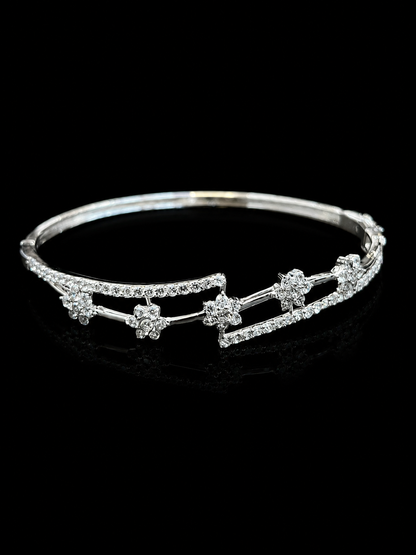 Celestial Blossom 925 Sterling Silver Bracelet – Diamond Sparkle Floral Elegance