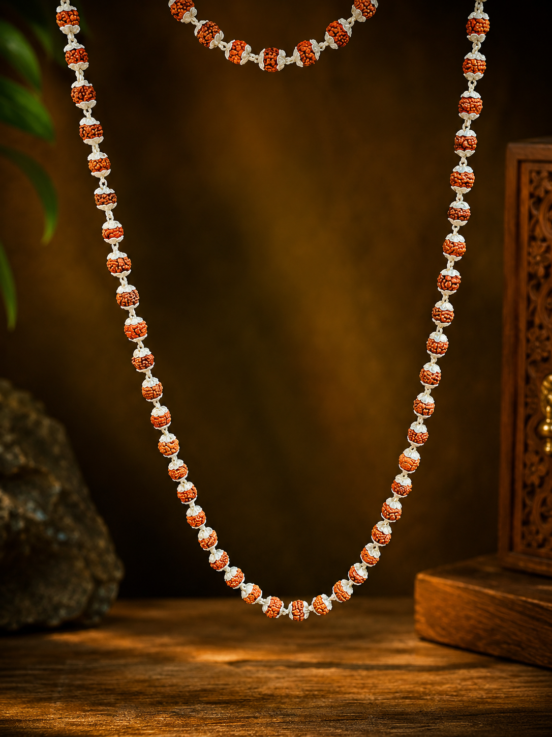 Divine 925 Silver Rudraksha Mala – Handcrafted Spiritual Necklace for Men & Women