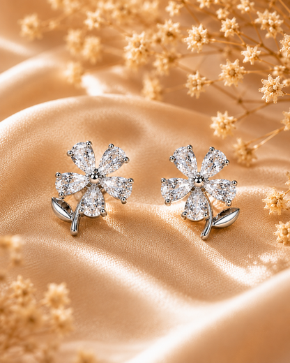 925 Sterling Silver Lucky Clover Stud Earrings